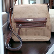 ETIENNE AIGNER Handbag Crossbody Purse Logo Canvas Tan Gold Iridescent C... - $35.00