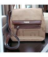 ETIENNE AIGNER Handbag Crossbody Purse Logo Canvas Tan Gold Iridescent C... - $35.00