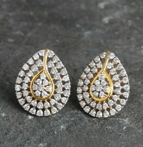 2.50Ct Round Real Moissanite Drop Stud Earrings 14k Yellow Gold-Plated Silver - $196.34