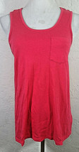 Coral Bay Womens Tank Top Small Red Pocket Scoop Neck Sleeveless Casual Summer - £6.27 GBP