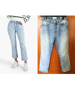 $228 FRAME Le High Straight distressed high-rise straight-leg jeans 27 - $119.00