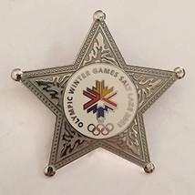 Rare 2002 Salt Lake City Winter Olympics Logo Silver Western Sheriff Badge Star  - £36.04 GBP