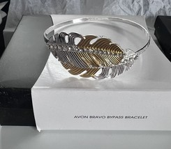 AVON Bravo Bypass Bracelet Silvertone &amp; Goldtone With Rhinstones - New I... - $9.28