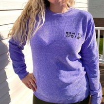 Friends How You Doin’? Chenille Sweater, LARGE Purple Long Sleeve Pullover Shirt - £32.03 GBP