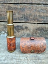 Nautical 6 Inches Brass Telescope With Leather Cover Working Brass Teles... - $26.60