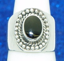 Sterling Silver Fashion Onyx Solitaire Ring 10.1g Size 7.5 - £98.58 GBP