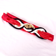 Vintage Women&#39;s Belt Rope Twist Adjustable Red White &amp; Black - £13.53 GBP