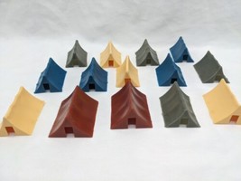 Lot Of (14) Colorful Plastic Tent Toy Figures Red Blue Yellow Green - $27.71