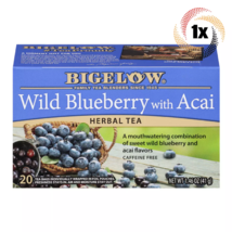 1x Box Bigelow Wild Blueberry W/Acai Herbal Tea | 20 Pouches Per Box | 1.46oz - $10.91