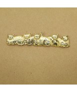 Gold Tone Cats Sitting Lying Down Pin Brooch 3&quot; - £5.32 GBP