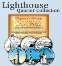 Historic American * LIGHTHOUSES * Colorized US Statehood Quarters 3-Coin Set #8 - $12.16