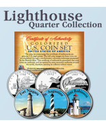 Historic American * LIGHTHOUSES * Colorized US Statehood Quarters 3-Coin... - $12.16