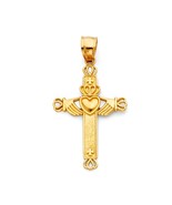 14K Yellow Gold Claddagh Cross Pendant - $310.11 CAD