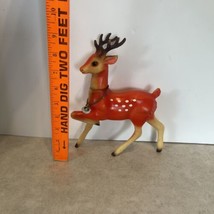 Vtg Rubber Red/Orange Christmas Reindeer Deer 8.5”Red Jewel Eyes Head Mo... - £47.49 GBP