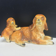 Wales Japan puppy on back dog figurine vintage porcelain statue Cocker Spaniel - $17.77