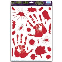 Gothic Horror Prop Dexter Psycho Bloody Hand Prints Clings Halloween Decorations - £3.10 GBP