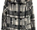 YMI Coat Womens Gray  Black Plaid Lined Wool Blend Winter Jacket Size 8 ... - £15.26 GBP