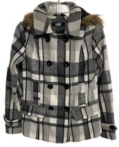 YMI Coat Womens Gray  Black Plaid Lined Wool Blend Winter Jacket Size 8 ... - £15.21 GBP