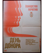 1978 Original Poster Blood Donor Day USSR Russia Red Cross Crescent Leni... - £43.79 GBP