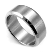 8mm Carbide Edge Silver Ring Stainless Steel Rings for Men Woman Band Je... - $9.99