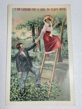 vintage Valentine Day Post Card Romantic Couple &quot;Looking For Girl To Elope&quot;  - $8.99