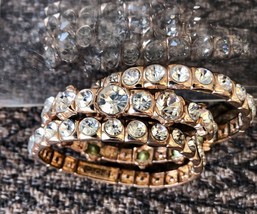 Cache 3 Lot Bundle gold tone stretch bracelets multi size faceted crystals New - £35.97 GBP