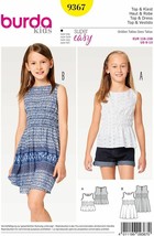 Burda Sewing Pattern 9367 Dress Top Girls Size 6-13 - £7.37 GBP