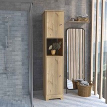 68.8H&quot; Double Door Cabinet, Four Interior Shelves, One Open Shelf, Light Oak - $263.84