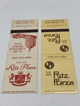 2 Front Strike Miami Matchbook Covers The New Ritz Plaza Miami Beach, FL gmg - £9.38 GBP