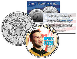 Derek Jeter 1996 Jfk Kennedy Half Dollar Colorized U.S. Coin Rookie Of The Year - £6.70 GBP