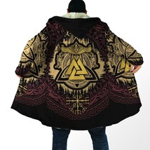 New winter men&#39;s hooded cloak Vi  tattoo 3D printing fleece trench coat unisex c - £142.39 GBP