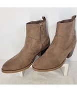 Old Navy Faux-Suede Side Zipper Western Booties Womens Sz 6 Mocha Latte ... - $15.83