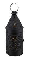 Zeckos Antique Blackened Finish Punched Tin Bakers Candle Lantern 14 Inch - £34.64 GBP