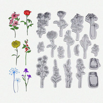 Floral Cling Rubber Stamp Set - Rose, Lavender, Hibiscus, Dandelion Designs for - $33.61