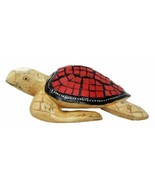 Balinese Wood Handicrafts Ocean Turtle With Painted Glass Shell Figurine... - £27.56 GBP