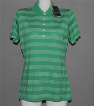 NIKE Tour Performance Dri-Fit Striped Green Polo Golf Shirt Wm&#39;s NWT $55 2012 - £27.96 GBP