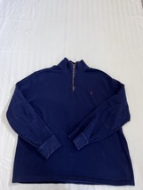 Polo Ralph Lauren Rugby 1/4 Zip Sweater Size XXL. Elbow Patches. Blue Re... - £15.37 GBP