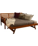 Solid Wood Day Bed Frame with Pull-out Pop Up Trundle Bed in Medium Brown - $18,345.10 MXN