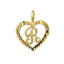 Genuine 14k Yellow Gold 0.59" Diamond-cut Initial Letter R Heart-shaped ... - $93.00