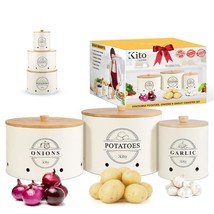 Canister Sets For Kitchen Counter, 3 Piece Garlic Potato Onion Keeper Ki... - £73.53 GBP