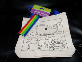 Crafter&#39;s Square Whale Fish Crab Sea Color It Yourself Tote Carry Bag w/... - $20.90