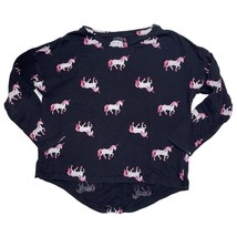  Unicorn Pattern Black Long Sleeve Tee Shirt Top Size 5 by Old Navy Spring - £4.67 GBP