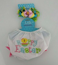 Little Wishes Happy Easter Egg Chick Infant Baby Girl Diaper Cover Bow 6... - $7.91