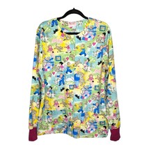 Fashion Scrubs Top Womens Size Large Yellow Pets Dogs Pockets Colorful  - $6.92