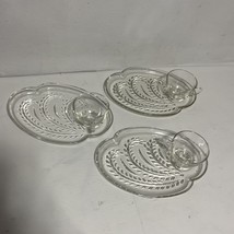 3- Federal Glass Company Homestead Snack Set Luncheon Plate &amp; Cup (6 Pieces) Vtg - £8.47 GBP