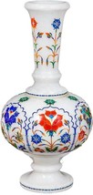 12 Inches Marble Home Decorative Flower Vase Pot Gemstone Inlay Pattern Handmade - £1,170.91 GBP