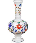 12 Inches Marble Home Decorative Flower Vase Pot Gemstone Inlay Pattern ... - £1,156.04 GBP