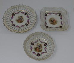 Schumann Bavaria Reticulated Porcelain Courting Couple Bowls &amp; Plate - £22.53 GBP