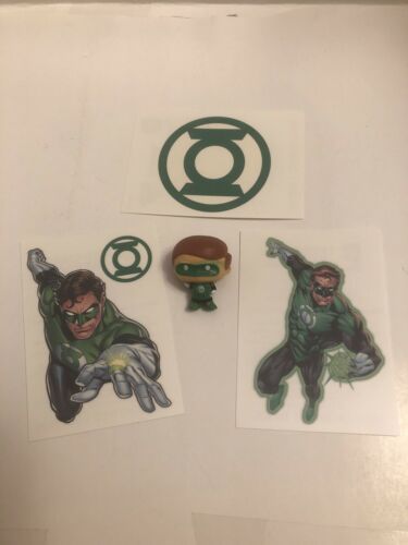 Bundle Justice League Green Lantern 2 Inch Figurine and 3 temporary Tattoos V1A - $8.95
