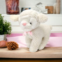 Easter Creations Pink Bow White Lovey Lamb Sheep Plush Stuffed Animal - £45.89 GBP